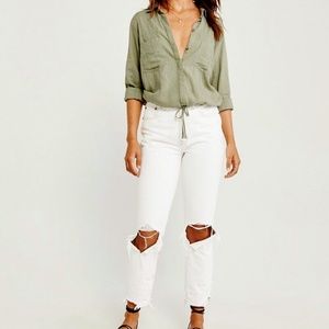 Abercrombie & Fitch Button-up Cinched Denim Shirt